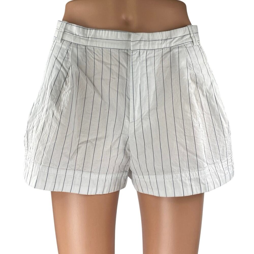 Zara Women's White Black Striped High Waisted A Line Casual Mini Shorts Size XS